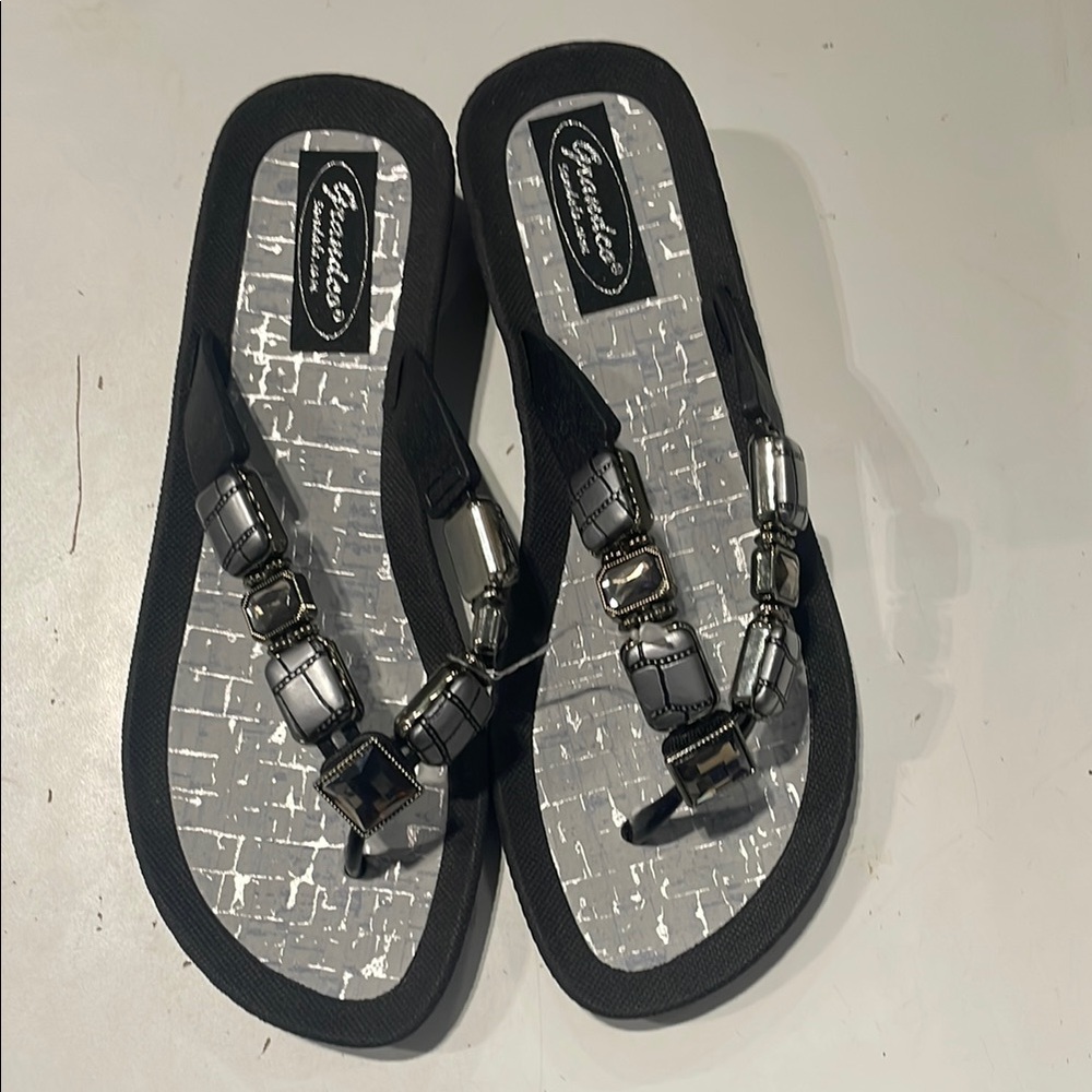 Beaded Black Sandals